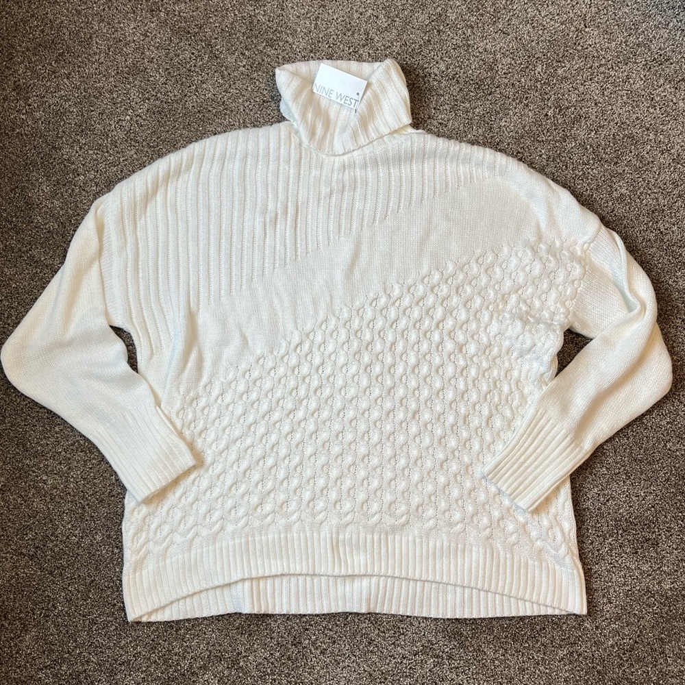 Nine West Sweater Textured Women’s Size XXL Slouchy White NWT Plus Size Sweater